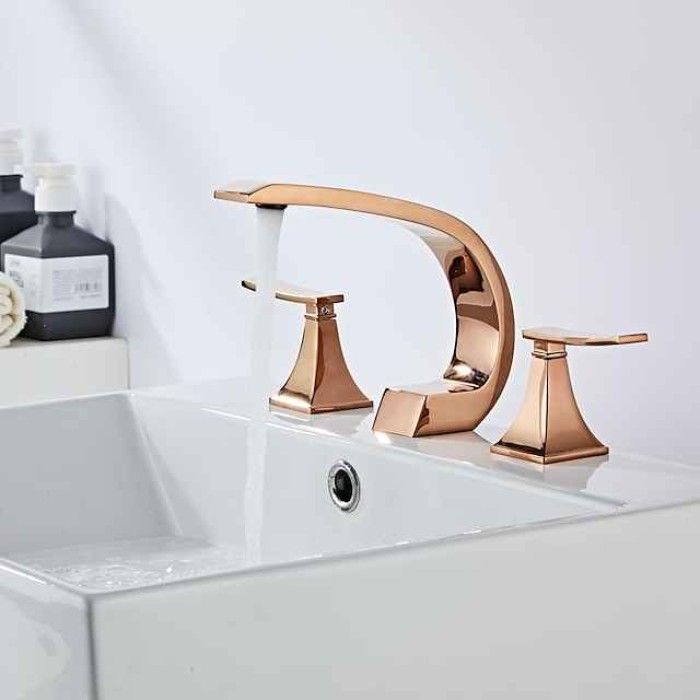 Bathroom Sink Faucet Widespread Oil-rubbed Bronze/Brushed/Electroplated Widespread Two Handles Three HolesBath Taps