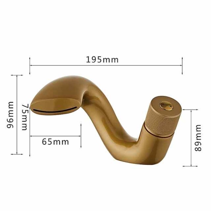 Waterfall Bathroom Sink Mixer Faucet, Mono Wash Basin Single Handle Basin Taps, Monobloc Vessel Water Brass Tap Deck Mounted with Hot and Cold Hose