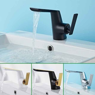 Bathroom Sink Faucet - Waterfall Electroplated / Painted Finishes Centerset Single Handle One HoleBath Taps