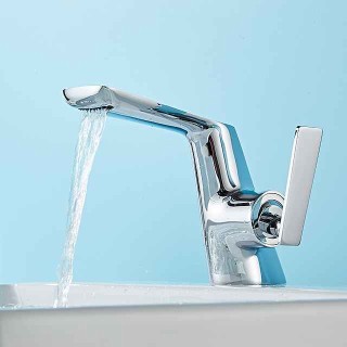 Bathroom Sink Faucet - Waterfall Electroplated / Painted Finishes Centerset Single Handle One HoleBath Taps