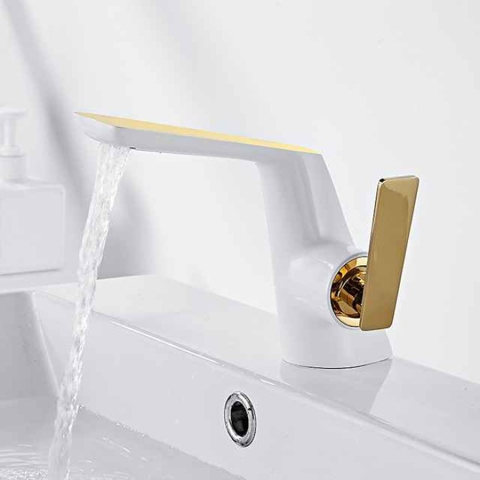 Bathroom Sink Faucet - Waterfall Electroplated / Painted Finishes Centerset Single Handle One HoleBath Taps