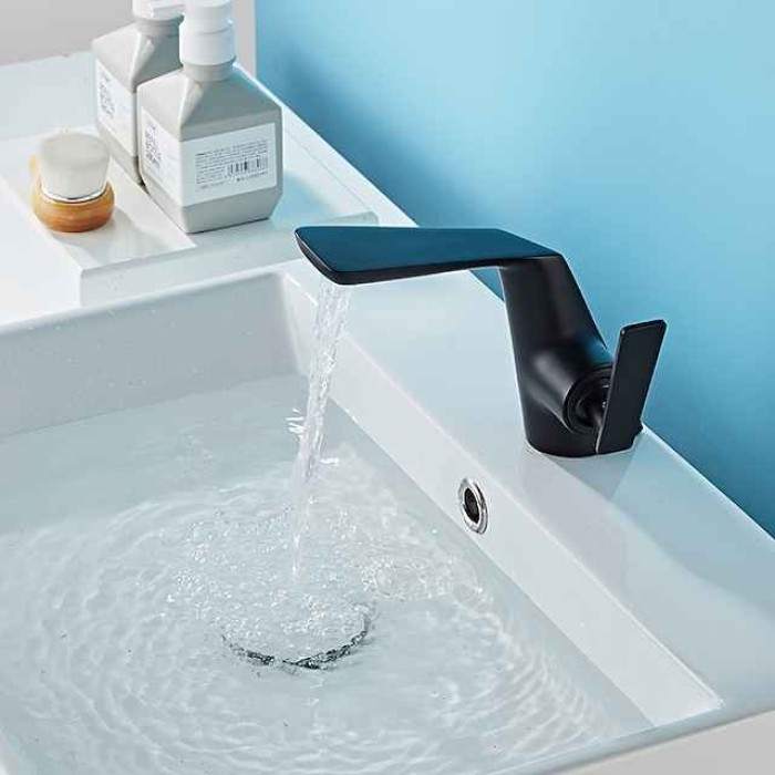 Bathroom Sink Faucet - Waterfall Electroplated / Painted Finishes Centerset Single Handle One HoleBath Taps