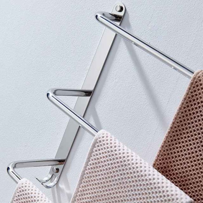 Bathroom Three-layer Shelf with Hooks Stainless Steel Multi-function Towel Rack Polished Silver and Brushed 1pc