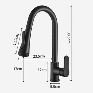 Kitchen Faucet with Sprayer,Matte Black Brass 4-Function Single Handle One Hole Button Design Pull-out / Pull-down Centerset Contemporary Kitchen Taps(with Soap Dispenser)