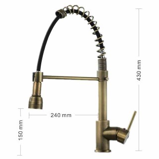 Kitchen Faucet,Brass Pull-out/Pull-down Rotatable Single Handle One Hole Multi-function Water Mode Brass Kitchen Taps with Soap Dispenser