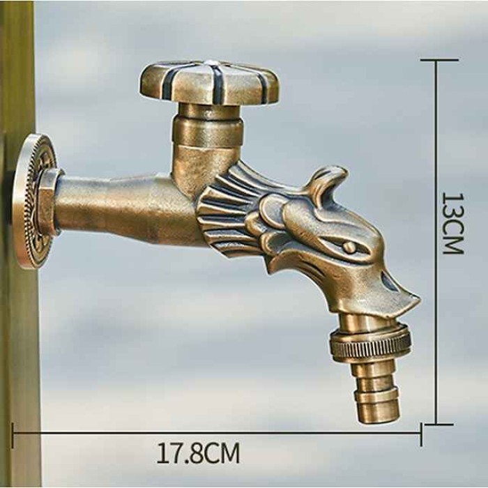 Outdoor Faucet - Patio Wall Mount Antique Brass Widespread Single Handle One HoleBath Taps, 3-Finish Antique Black Gold