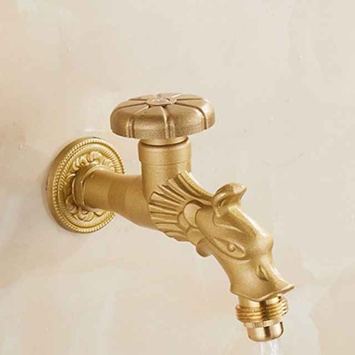 Outdoor Faucet - Patio Wall Mount Antique Brass Widespread Single Handle One HoleBath Taps, 3-Finish Antique Black Gold