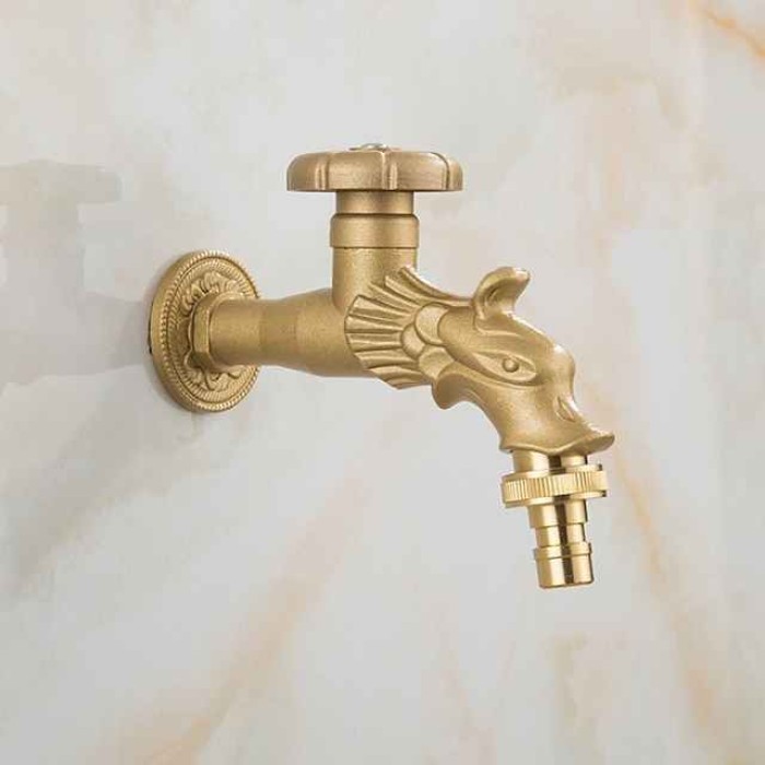 Outdoor Faucet - Patio Wall Mount Antique Brass Widespread Single Handle One HoleBath Taps, 3-Finish Antique Black Gold