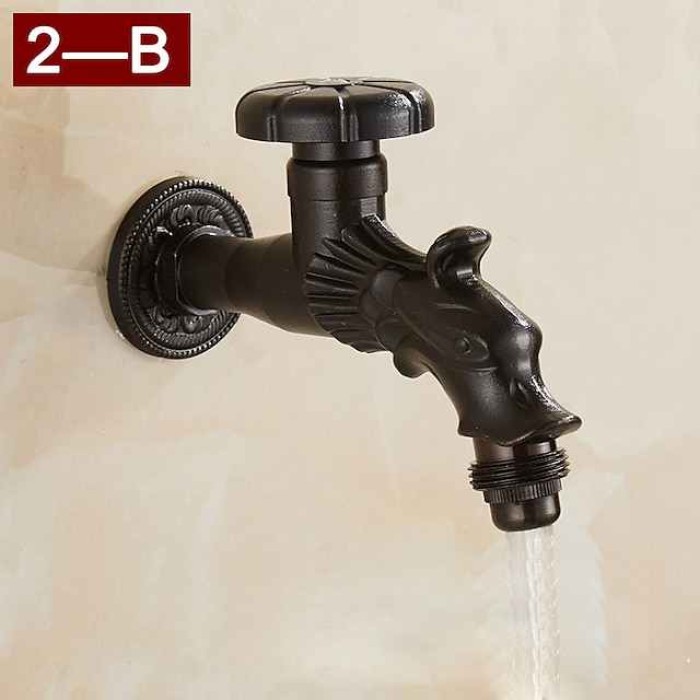 Outdoor Faucet - Patio Wall Mount Antique Brass Widespread Single Handle One HoleBath Taps, 3-Finish Antique Black Gold