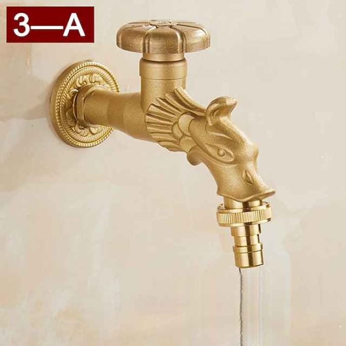 Outdoor Faucet - Patio Wall Mount Antique Brass Widespread Single Handle One HoleBath Taps, 3-Finish Antique Black Gold