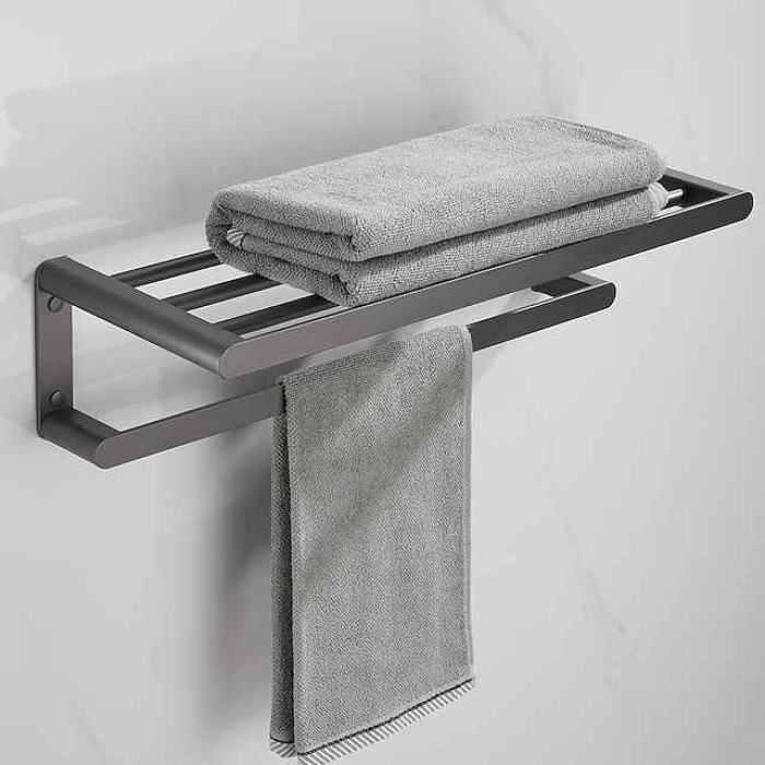 Bathroom Accessory Set,Bathroom Hardware Space Aluminium Wall Mounted Gun GreyTowel Rack /Corner Shelf/Robe Hook/Toilet Paper Holder/Towel Bar/Toilet Brush Holder