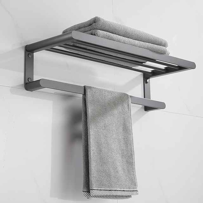 Bathroom Accessory Set,Bathroom Hardware Space Aluminium Wall Mounted Gun GreyTowel Rack /Corner Shelf/Robe Hook/Toilet Paper Holder/Towel Bar/Toilet Brush Holder