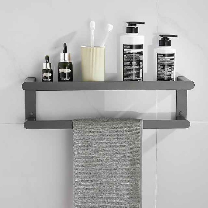 Bathroom Accessory Set,Bathroom Hardware Space Aluminium Wall Mounted Gun GreyTowel Rack /Corner Shelf/Robe Hook/Toilet Paper Holder/Towel Bar/Toilet Brush Holder