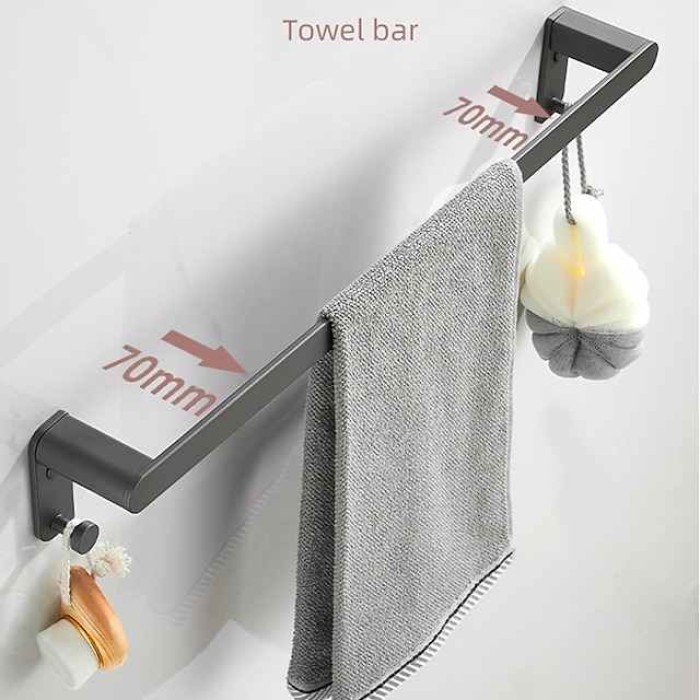 Bathroom Accessory Set,Bathroom Hardware Space Aluminium Wall Mounted Gun GreyTowel Rack /Corner Shelf/Robe Hook/Toilet Paper Holder/Towel Bar/Toilet Brush Holder