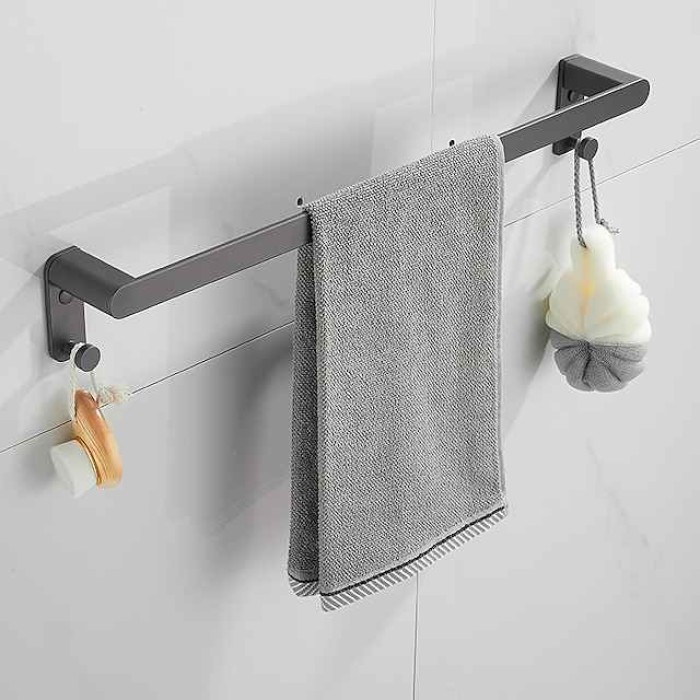 Bathroom Accessory Set,Bathroom Hardware Space Aluminium Wall Mounted Gun GreyTowel Rack /Corner Shelf/Robe Hook/Toilet Paper Holder/Towel Bar/Toilet Brush Holder