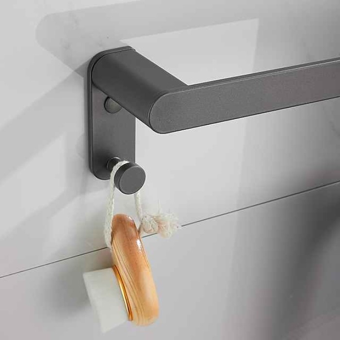 Bathroom Accessory Set,Bathroom Hardware Space Aluminium Wall Mounted Gun GreyTowel Rack /Corner Shelf/Robe Hook/Toilet Paper Holder/Towel Bar/Toilet Brush Holder