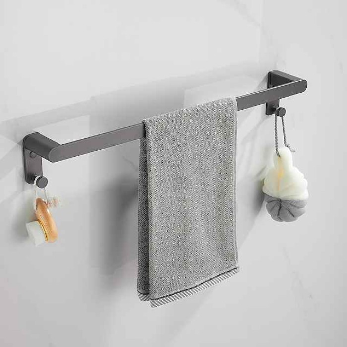 Bathroom Accessory Set,Bathroom Hardware Space Aluminium Wall Mounted Gun GreyTowel Rack /Corner Shelf/Robe Hook/Toilet Paper Holder/Towel Bar/Toilet Brush Holder