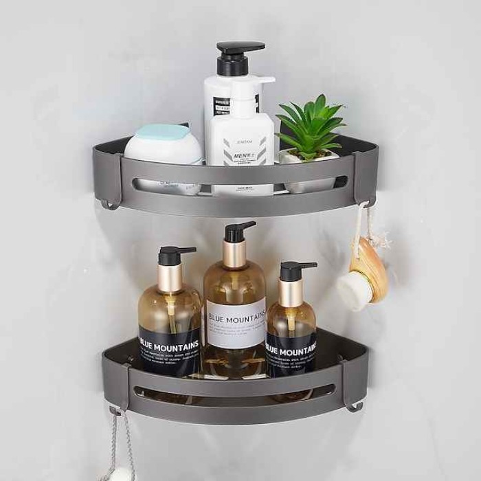 Bathroom Accessory Set,Bathroom Hardware Space Aluminium Wall Mounted Gun GreyTowel Rack /Corner Shelf/Robe Hook/Toilet Paper Holder/Towel Bar/Toilet Brush Holder