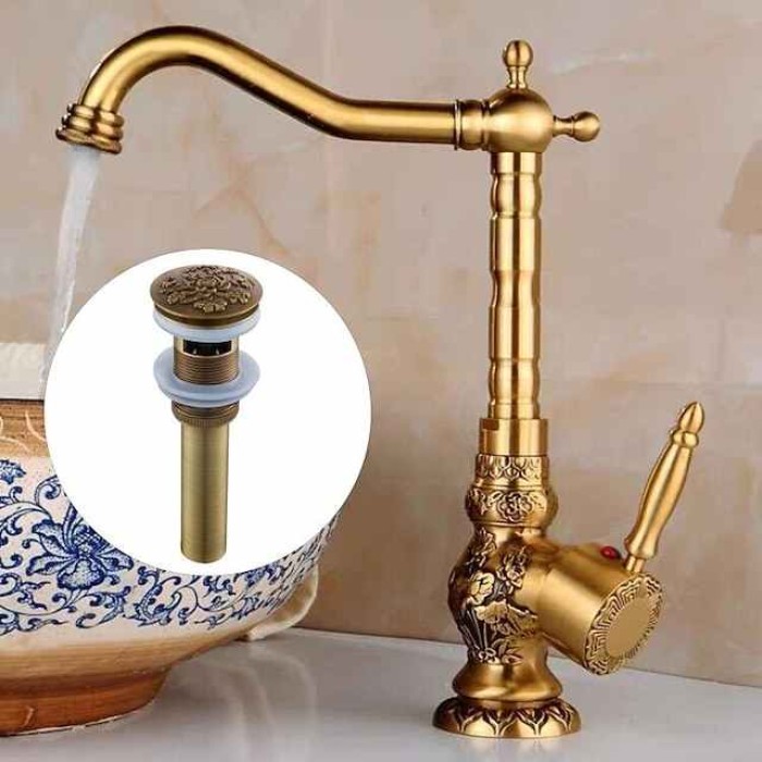 Bathroom Sink Faucet Centerset Brass Centerset Single Handle One Hole Bath Taps