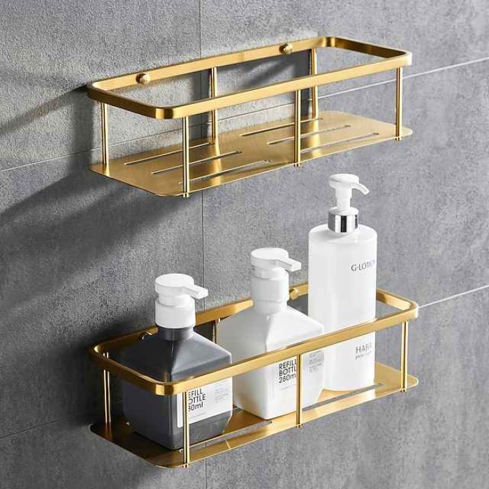 Rectangle Bathroom Shelf for Washing Supplies, Bath Fixture, Wall Mounted New Design Creative Contemporary Modern 304Stainless Steel, Matte Black, Brushed Nickel, Matte Gold, Chrome 1pc