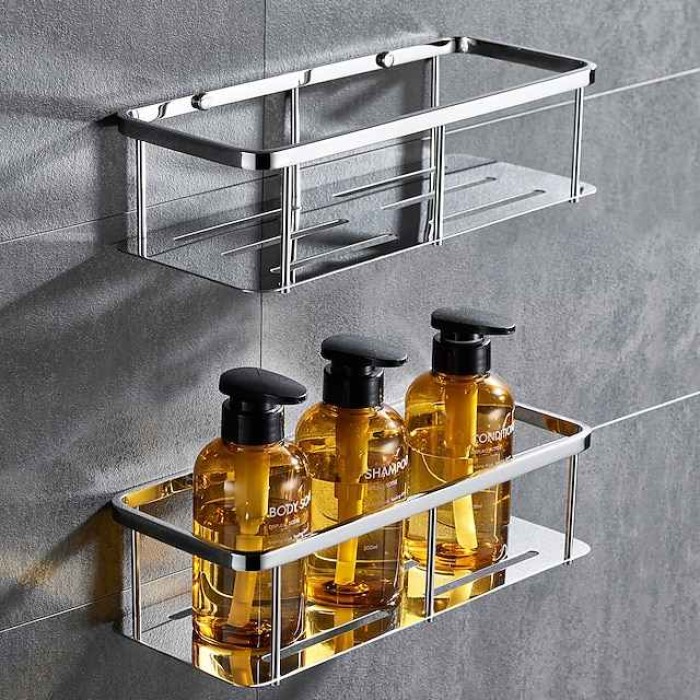 Rectangle Bathroom Shelf for Washing Supplies, Bath Fixture, Wall Mounted New Design Creative Contemporary Modern 304Stainless Steel, Matte Black, Brushed Nickel, Matte Gold, Chrome 1pc