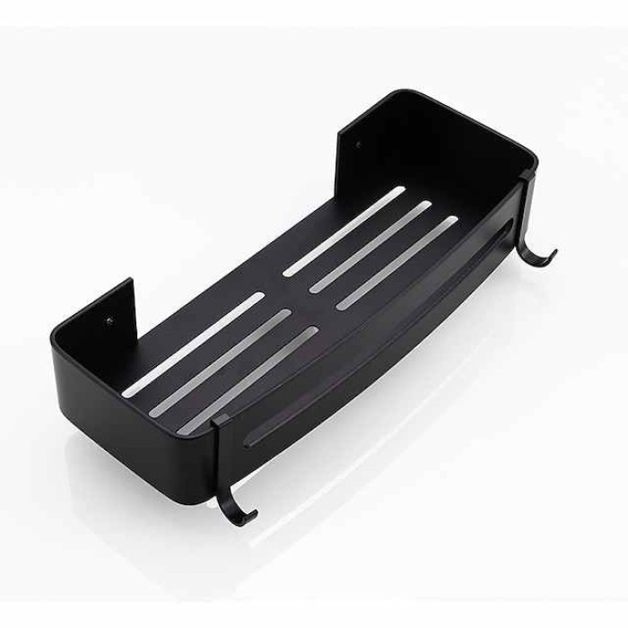 Shower Storage Rack Triangle Black Corner Shelves Wall Mounted Aluminum Shampoo Holder No Drill Bathroom Shelf Organizer