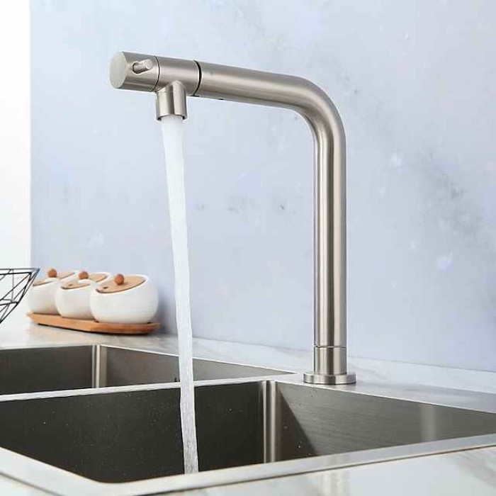 Kitchen faucet - Single Handle One Hole Stainless Steel Pull-out /Pull-down Other Contemporary Kitchen Taps cold or hot water only