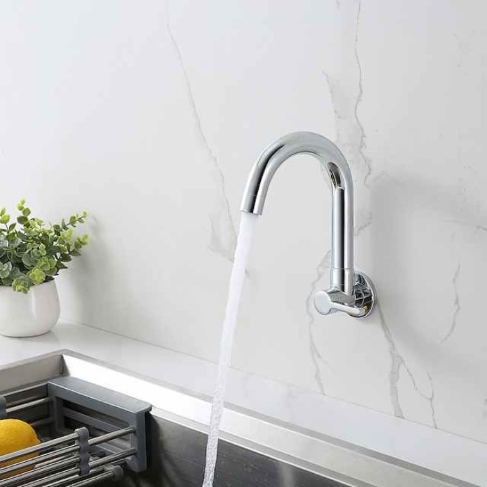 Kitchen faucet - Single Handle One Hole Chrome / Brushed / Painted Finishes Bar /Prep Wall Mounted Contemporary Kitchen Taps for Cold or Hot Water Only