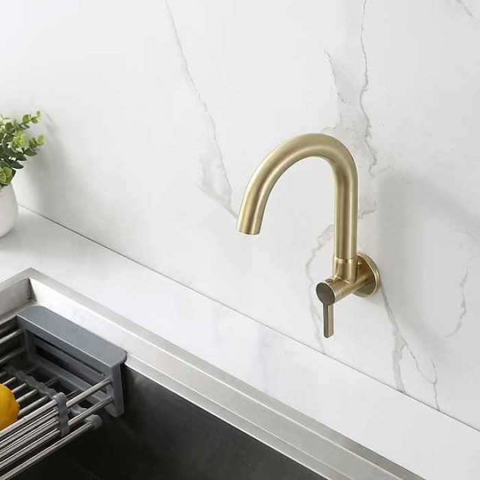 Kitchen faucet - Single Handle One Hole Chrome / Brushed / Painted Finishes Bar /Prep Wall Mounted Contemporary Kitchen Taps for Cold or Hot Water Only