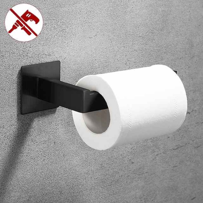 Wall Mounted Stainless Steel Bathroom Toilet Paper Holder,New Design Self-adhesive Creative Low-carbon Steel Metal Bathroom Decoration 1pc