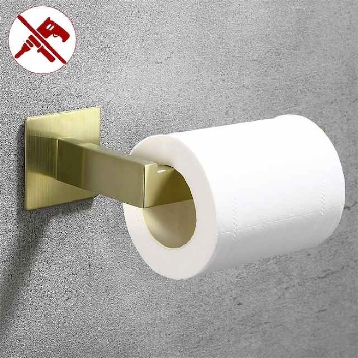 Wall Mounted Stainless Steel Bathroom Toilet Paper Holder,New Design Self-adhesive Creative Low-carbon Steel Metal Bathroom Decoration 1pc