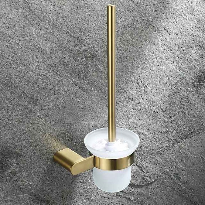 Golden Bathroom Hardware Sets,Wall Mounted Stainless Steel Towel Bar/Toilet Paper Holder/Toilet Brush Holder Multilayer,New Design Multifunction Contemporary