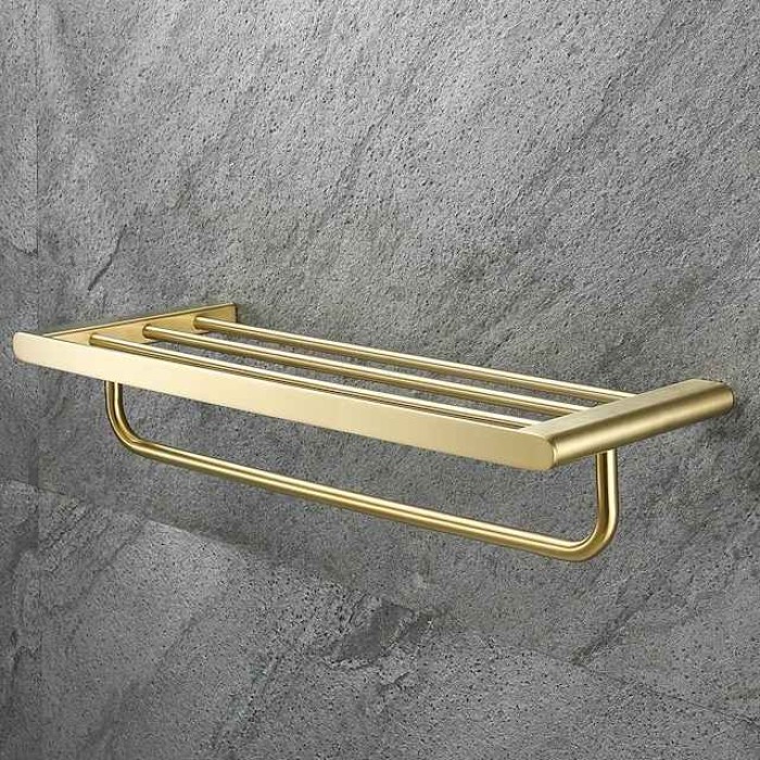 Golden Bathroom Hardware Sets,Wall Mounted Stainless Steel Towel Bar/Toilet Paper Holder/Toilet Brush Holder Multilayer,New Design Multifunction Contemporary