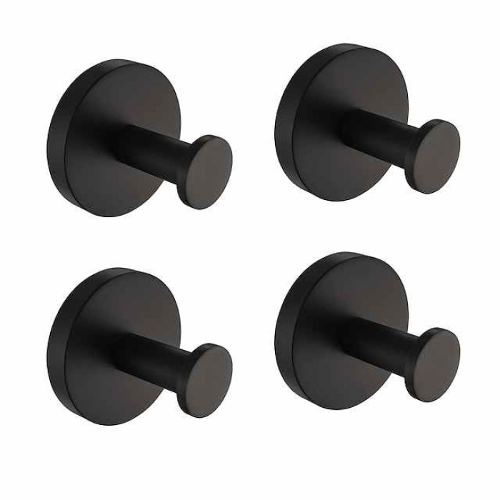 Multifunction Robe Hook, Modern Style, 304 Stainless Steel, 4-Finish Black, Chrome, Brushed, Gold- for Bathroom and Bedroom Wall Mounted