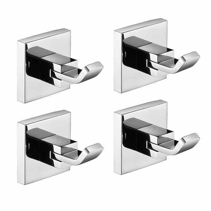 Multifunction Robe Hook, Modern Style, 304 Stainless Steel, 4-Finish Black, Chrome, Brushed, Gold- for Bathroom and Bedroom Wall Mounted