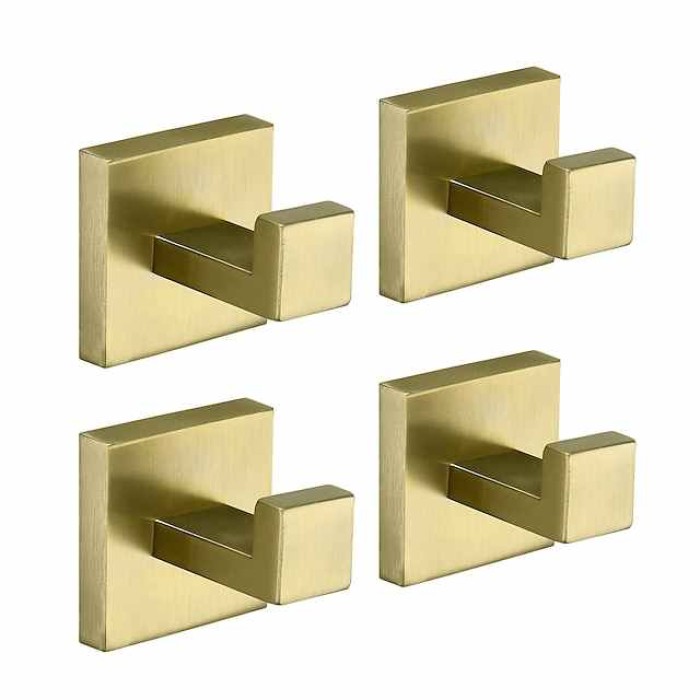 Multifunction Robe Hook, Modern Style, 304 Stainless Steel, 4-Finish Black, Chrome, Brushed, Gold- for Bathroom and Bedroom Wall Mounted