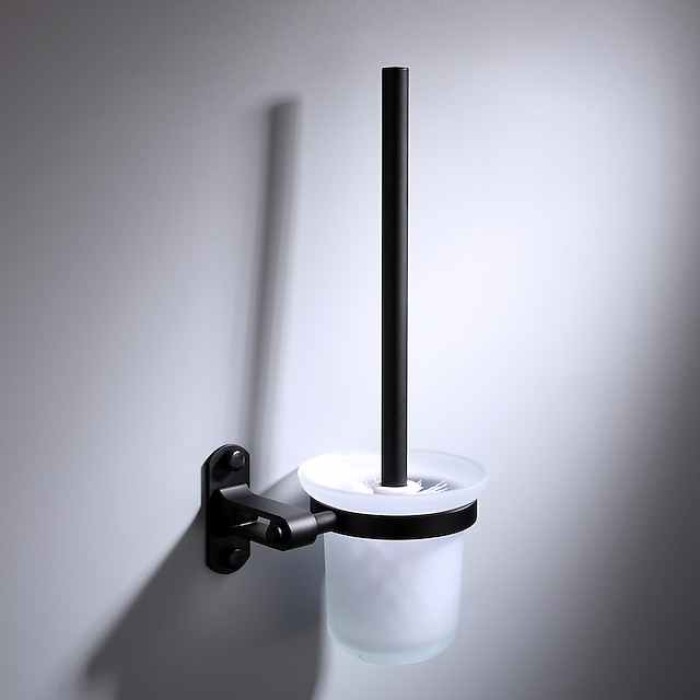 Toilet Brush with Holder,Wall Mounted Stainless Steel 304 Rubber Painted Toilet Bowl Brush and Holder for Bathroom