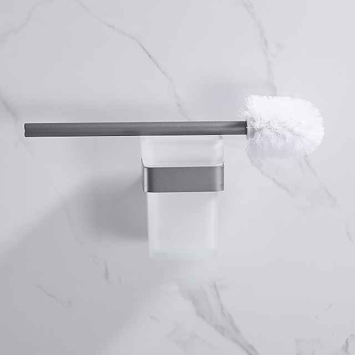 Toilet Brush with Holder,Wall Mounted Stainless Steel 304 Rubber Painted Toilet Bowl Brush and Holder for Bathroom