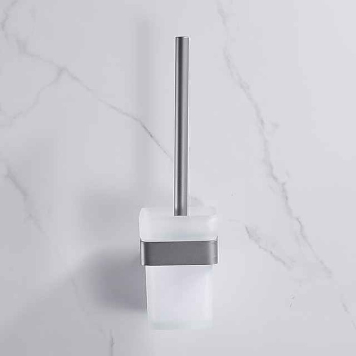 Toilet Brush with Holder,Wall Mounted Stainless Steel 304 Rubber Painted Toilet Bowl Brush and Holder for Bathroom