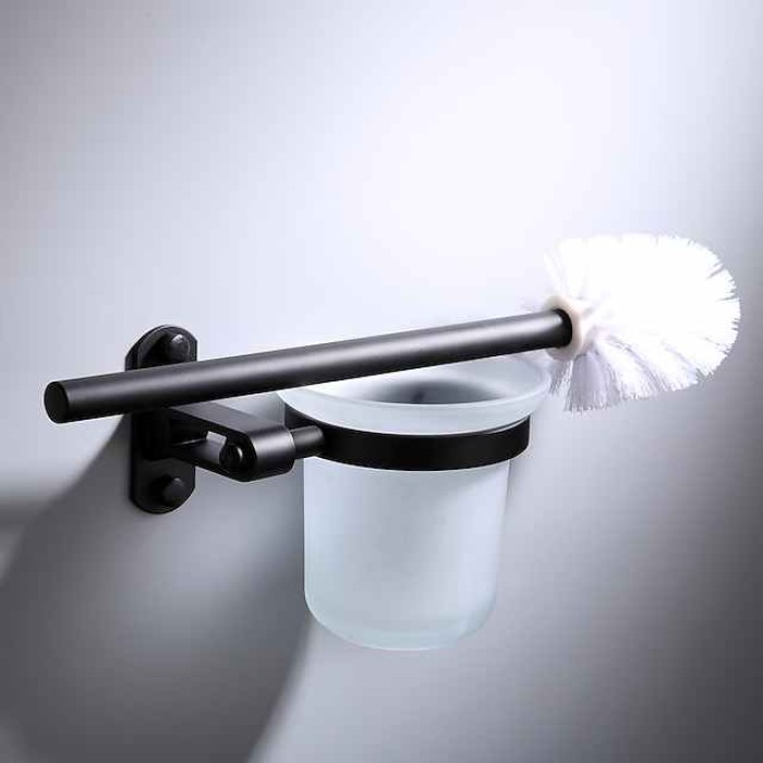 Toilet Brush with Holder,Wall Mounted Stainless Steel 304 Rubber Painted Toilet Bowl Brush and Holder for Bathroom