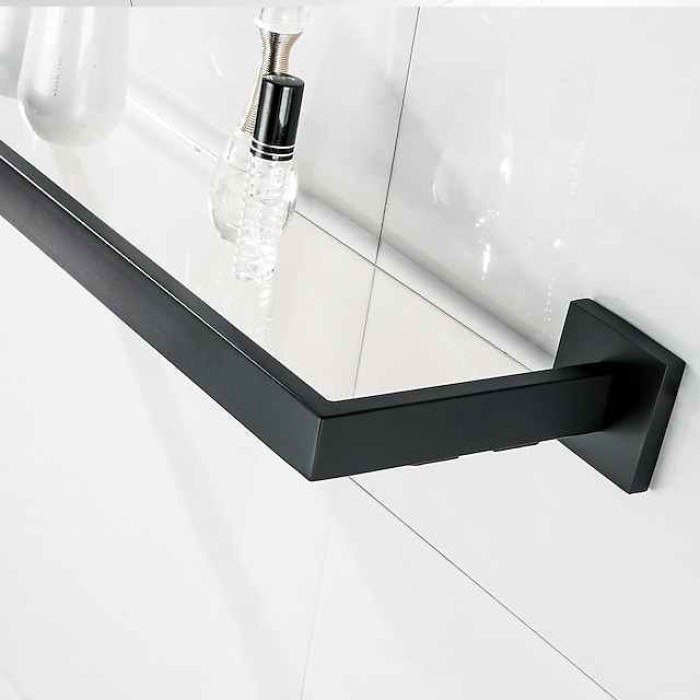 Bathroom Shelves Bathroom Tempered Glass Shelf, Sainless Steel Shower Wall Shelves No Drilling Towel Racks Rectangular 1 Tier Wall Mounted Mirror Front Shelf