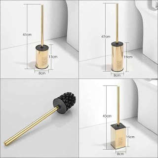 Toilet Brush with Holder,Floor Standing Stainless Steel 304 Rubber Painted Toilet Bowl Brush and Holder for Bathroom