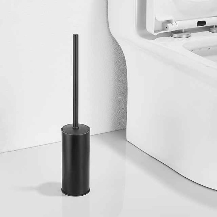 Toilet Brush with Holder,Floor Standing Stainless Steel 304 Rubber Painted Toilet Bowl Brush and Holder for Bathroom