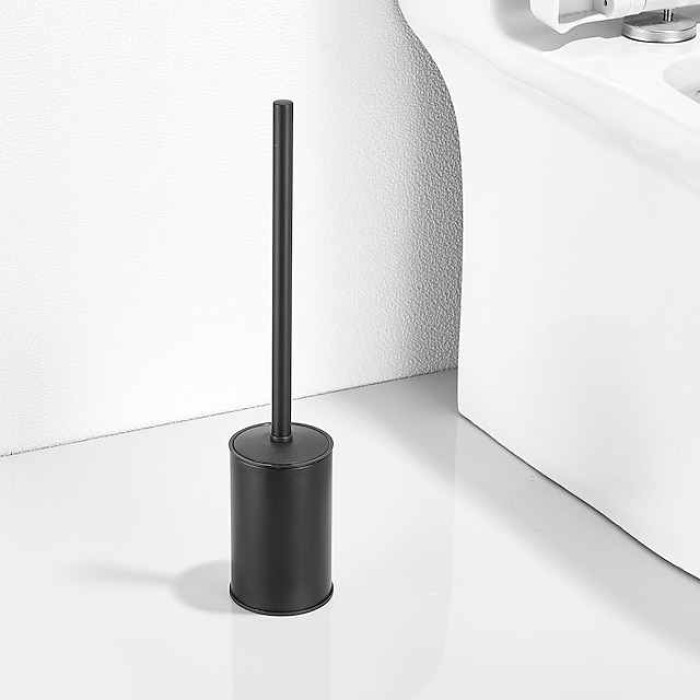 Toilet Brush with Holder,Floor Standing Stainless Steel 304 Rubber Painted Toilet Bowl Brush and Holder for Bathroom