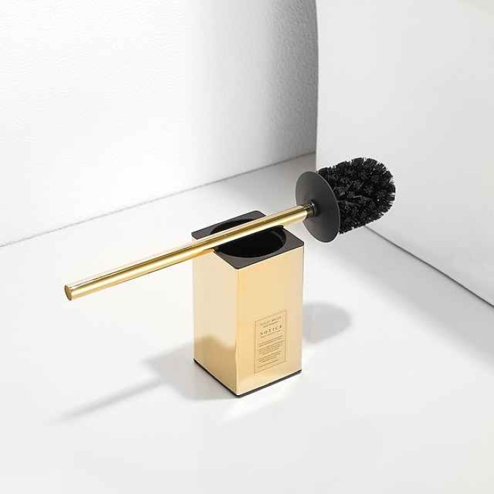 Toilet Brush with Holder,Floor Standing Stainless Steel 304 Rubber Painted Toilet Bowl Brush and Holder for Bathroom