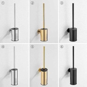 Toilet Brush with Holder,Round Stainless Steel 304 Rubber Painted Toilet Bowl Brush and Holder for Bathroom