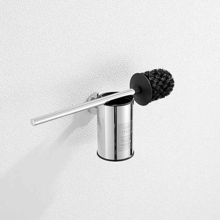 Toilet Brush with Holder,Round Stainless Steel 304 Rubber Painted Toilet Bowl Brush and Holder for Bathroom