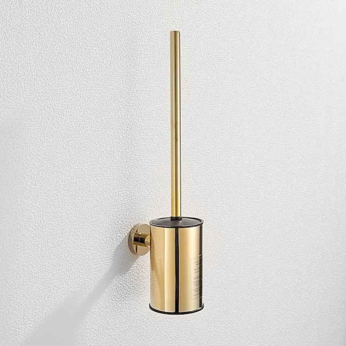 Toilet Brush with Holder,Round Stainless Steel 304 Rubber Painted Toilet Bowl Brush and Holder for Bathroom