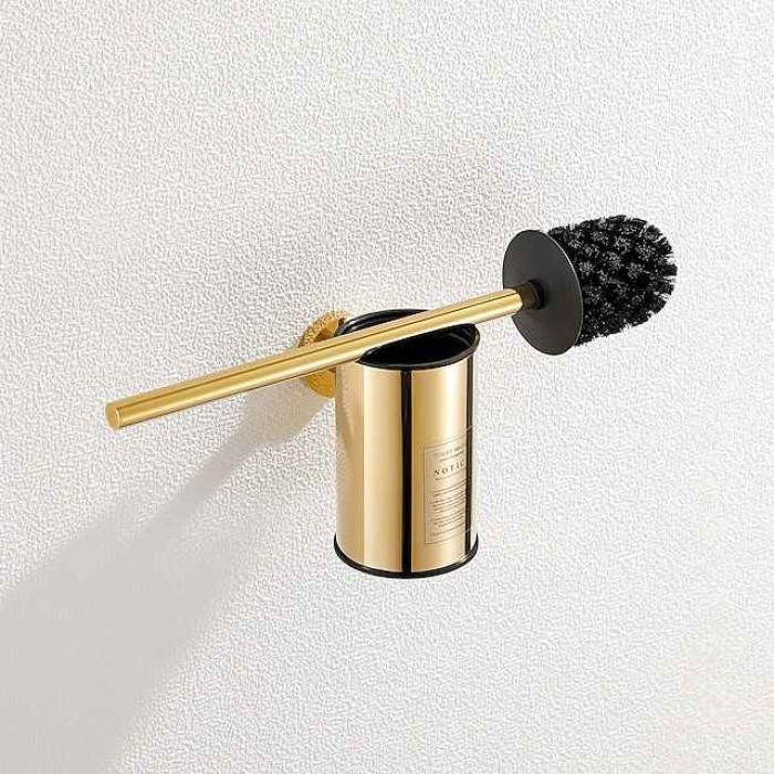 Toilet Brush with Holder,Round Stainless Steel 304 Rubber Painted Toilet Bowl Brush and Holder for Bathroom