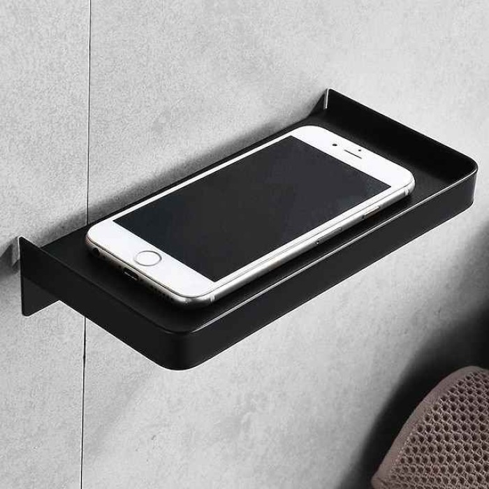 Bathroom Shelf Wall Mounted Storage Shelf,Stainless Steel Tray for Storing Mobilephones, Toilet Paper(Black/Chrome/Golden)